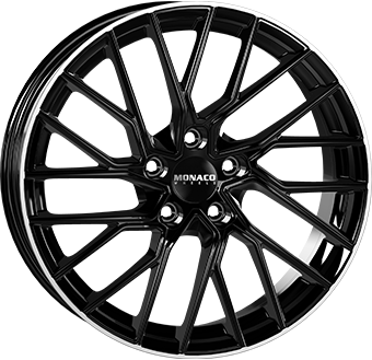 MONACO WHEELS GP11 ZWART GLANS / GEPOLIJSTE RAND