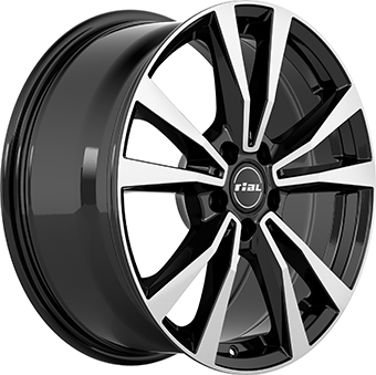 Jante RIAL 7.5x18 5/112 ET44 Gloss Black / Polished Guadeloupe Martinique angle