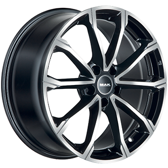Jante MAK 6.0x16 4/100 ET45 Gloss Black / Polished Guadeloupe Martinique angle