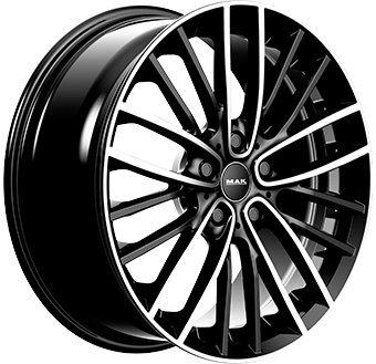 Jante MAK 8.0x19 5/112 ET46 Gloss Black / Polished Guadeloupe Martinique angle