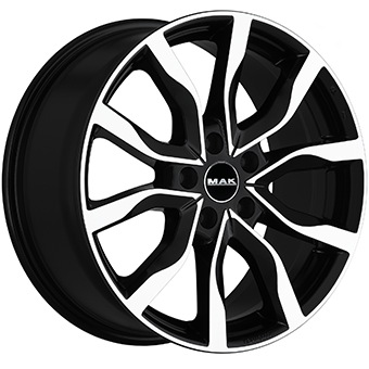 Jante MAK 8.5x20 5/112 ET48 Gloss Black / Polished Guadeloupe Martinique angle