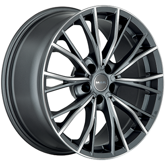 Jante MAK 8.0x19 5/112 ET34 Gunmetal / Polished Guadeloupe Martinique angle