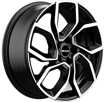 Jante MAK 6.5x16 5/108 ET38 Gloss Black / Polished Guadeloupe Martinique angle
