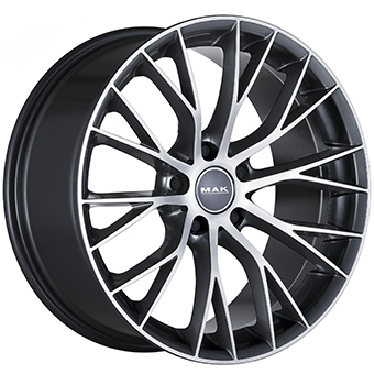Jante MAK 9.0x18 5/120 ET44 Gunmetal / Polished Guadeloupe Martinique angle