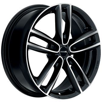 Jante MAK 7.0x16 5/112 ET52 Gloss Black / Polished Guadeloupe angle