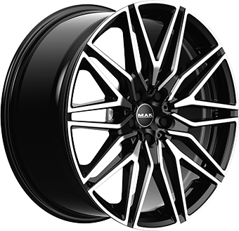 Jante MAK 9.5x21 5/112 ET25 Gloss Black / Polished Guadeloupe Martinique angle
