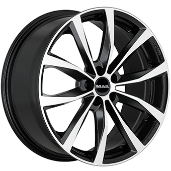 Jante MAK 7.5x18 5/114 ET48 Gloss Black / Polished Guadeloupe Martinique angle