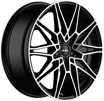 Jante MAK 9.0x18 5/112 ET40 Gloss Black / Polished Guadeloupe Martinique angle