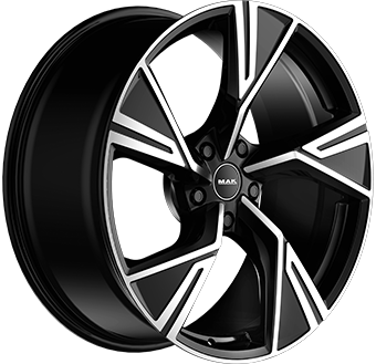 Jante MAK 9.5x22 5/112 ET25 Gloss Black / Polished Guadeloupe Martinique angle